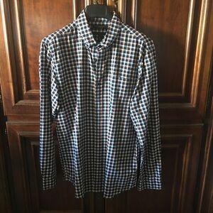 Banana Republic Luxe flannel checked  - L Slim Fit Orange and Blue button down